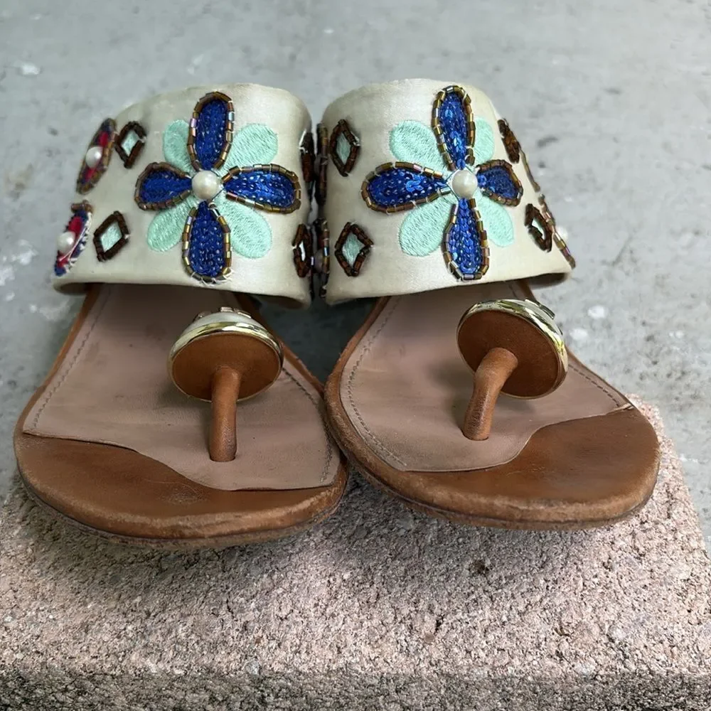 Tory Burch embellished satin kitten heels
